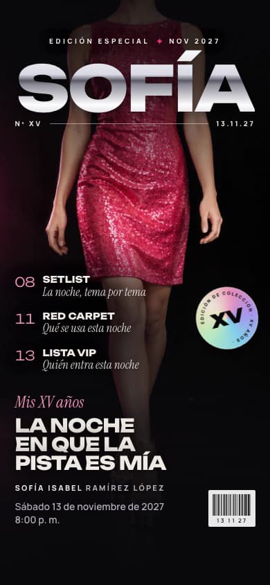 Portada del diseño Premiere ya abierta, con datos de ejemplo